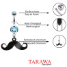 Piercing nombril pendentif moustache cristal Bleu - Piercing Tarawa.com