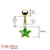 Piercing nombril étoile doré cristal Vert - Tarawa.com