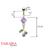 Piercing nombril plaqué or cerise strass violet- Tarawa piercing