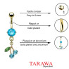 Piercing nombril plaqué or cerise strass Bleu - Tarawa Piercing