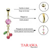 Piercing nombril plaqué or cerise strass rose- Tarawa piercing