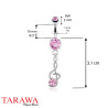 Piercing nombril note de musique cristal Rose - Tarawa.com