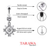 Piercing nombril Fleur en argent cristal