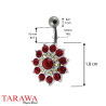 Piercing nombril fleur argent cristal - Tarawa.com