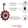 Piercing nombril fleur argent cristal - Tarawa.com