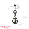 Piercing nombril noir ancre Marine - Tarawa.com