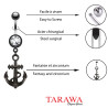 Piercing nombril noir ancre Marine - Tarawa.com