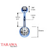 Piercing nombril acier chirurgical bleu - Tarawa.com