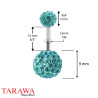 Piercing Nombril double cristal Bleu turquoise- Piercing Tarawa