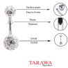 Piercing Nombril double cristal blanc - Piercing Tarawa