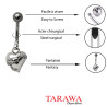 Piercing nombril coeur barbelé en acier - Piercing Tarawa.com