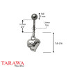 Piercing nombril coeur barbelé en acier - Piercing Tarawa.com