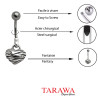 Piercing nombril Coeur zébré Acier - Piercing Tarawa.com