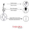 Piercing nombril horloge avec cristal en argent