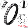 Piercing anneau titane noir avec zirconiums