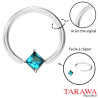 Anneau de piercing 1.6 mm cristal forme carré turquoise - Tarawa.com