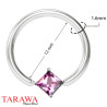 Anneau de piercing 1.6 mm cristal forme carré rose - Tarawa.com