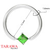 Anneau de piercing 1.6 mm cristal forme carré vert - Tarawa.com