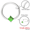 Anneau de piercing 1.6 mm cristal forme carré vert - Tarawa.com