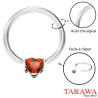 Piercing anneau motif coeur cristal rouge - Tarawa.com