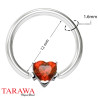 Piercing anneau motif coeur cristal rouge - Tarawa.com