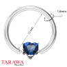 Piercing anneau motif coeur cristal bleu - Tarawa.com
