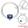 Piercing anneau motif coeur cristal bleu - Tarawa.com