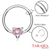 Piercing anneau motif coeur cristal rose - Tarawa.com