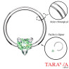 Piercing anneau motif coeur cristal vert - Tarawa.com