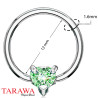Piercing anneau motif coeur cristal vert - Tarawa.com