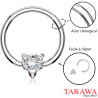 Piercing anneau motif coeur cristal balnc - Tarawa.com