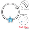 Anneaux piercing 1.6mm étoile cristal turquoise - Tarawa.com