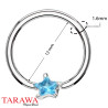 Anneaux piercing 1.6mm étoile cristal turquoise - Tarawa.com