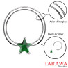 Anneaux piercing 1.6mm étoile cristal vert - Tarawa.com