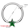 Anneaux piercing 1.6mm étoile cristal vert - Tarawa.com