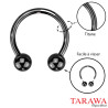 Piercing fer à cheval en titane noir 3mm x 12mm – Style intense et confort absolu
