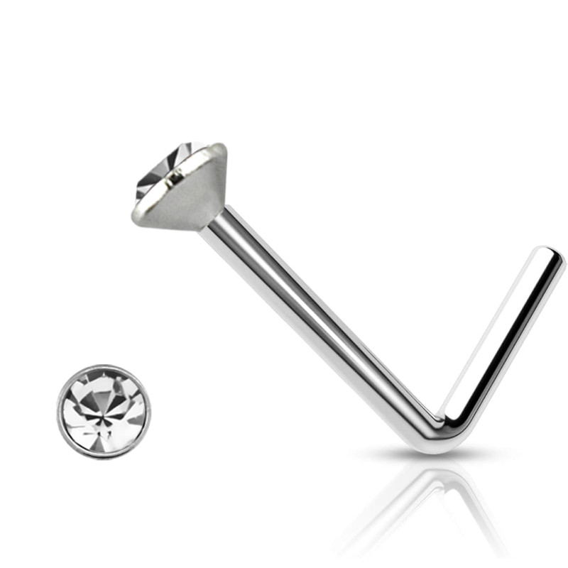 Piercing nez en argent 925 avec zirconium blanc 2 mm