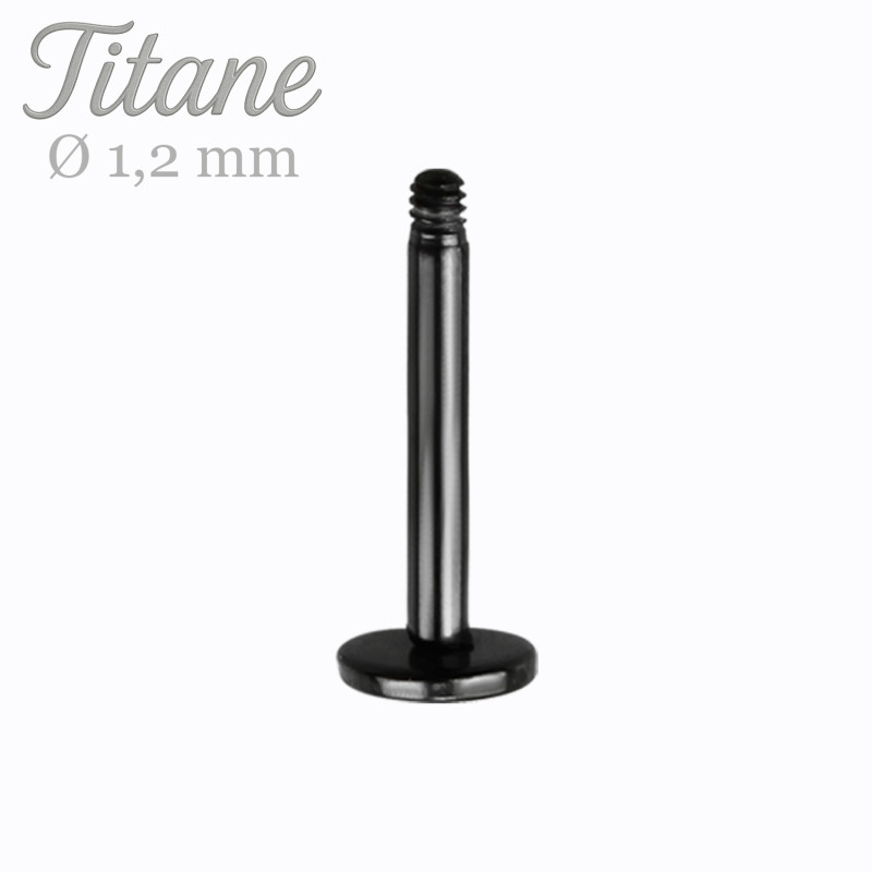 Barre de piercing Labret 1,2mm en Titane noir - Tarawa piercing