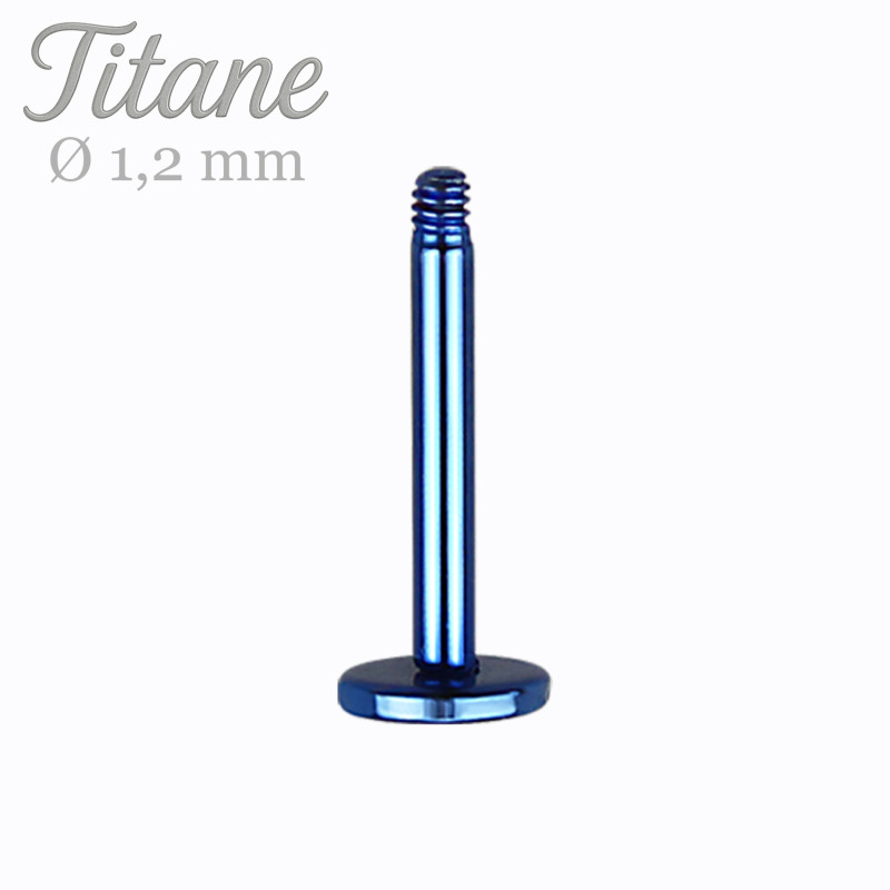 Barre de piercing Labret 1,2mm en Titane bleu - Tarawa piercing