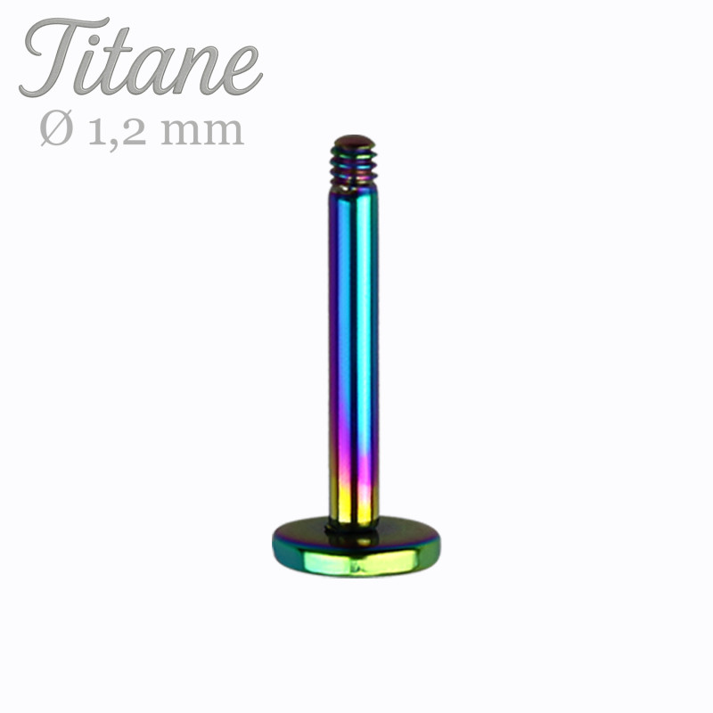 Barre de piercing Labret 1,2mm en Titane arc en ciel - Tarawa piercing
