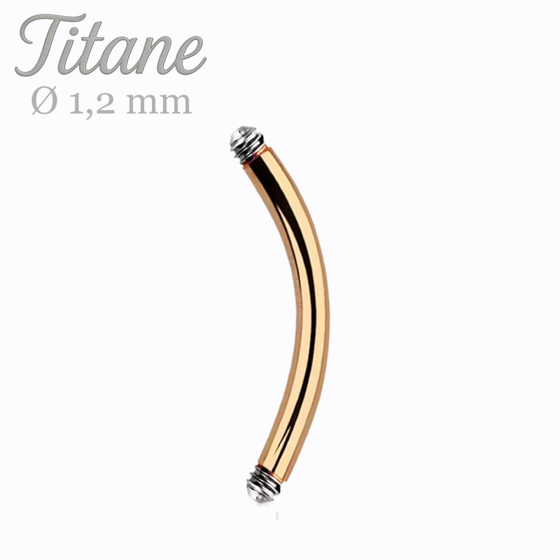 Barre micro-banane en titane or rose 1,2 mm — la tige idéale pour un piercing courbé