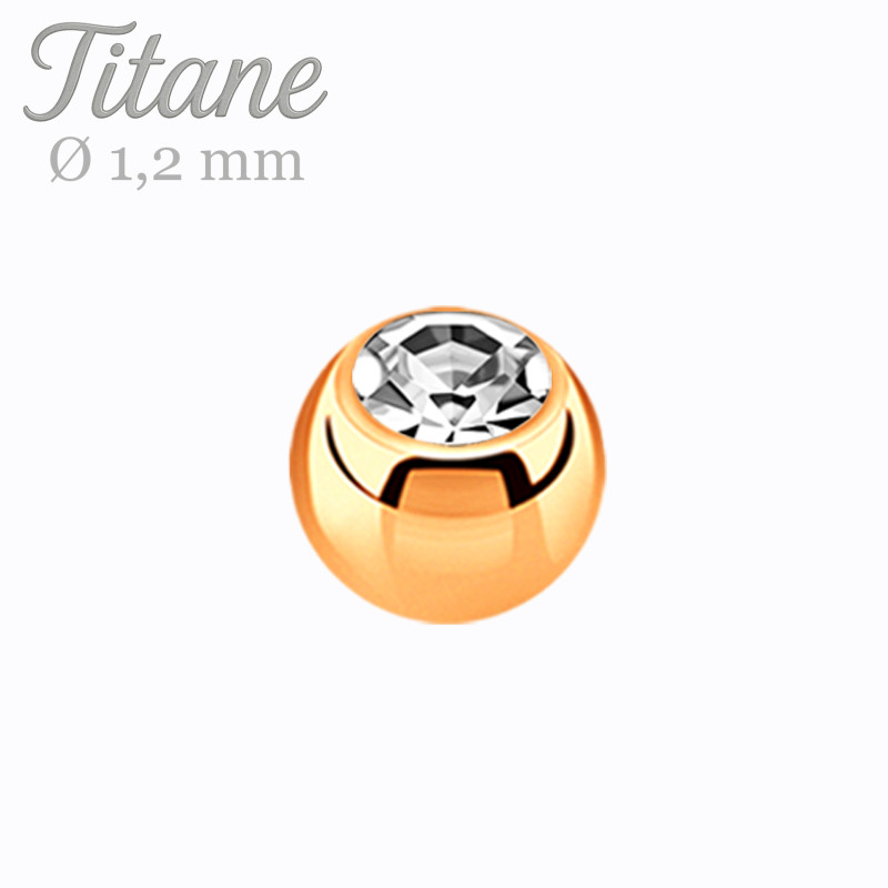 Bille de piercing en titane or rose 1,2 mm avec zirconium blanc – éclat chic et raffiné