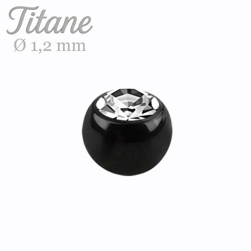 Bille de piercing diamètre 1.2 mm titane couleur noir cristal - Tarawa piercing