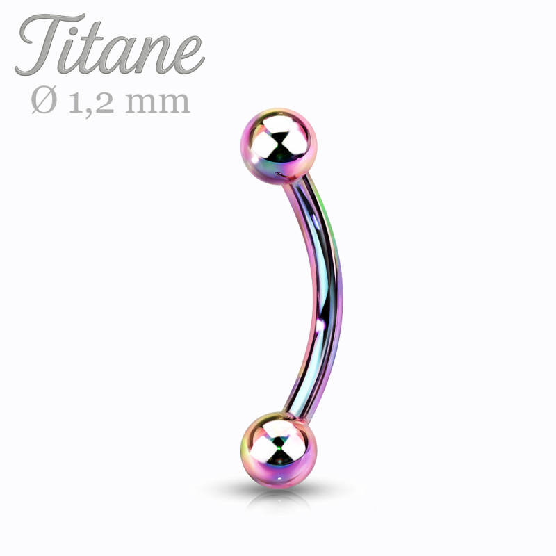 Piercing banane 1,2 mm en titane anodisé effet essence pour arcade, rook et labret vertical