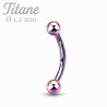 Piercing banane 1,2 mm en titane anodisé effet essence pour arcade, rook et labret vertical