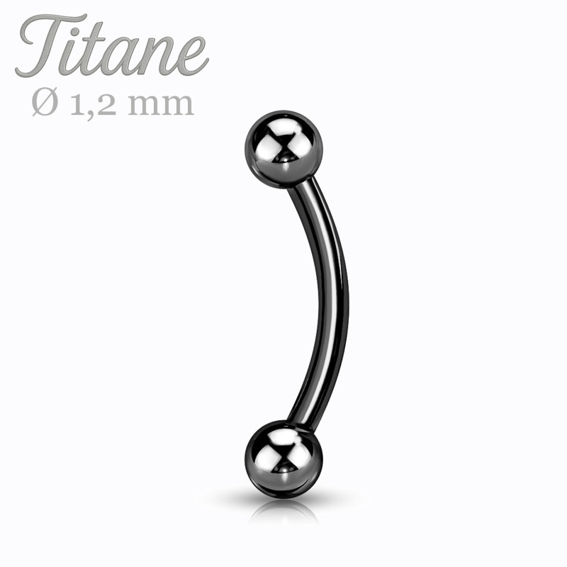 Piercing arcade banane 1,2 mm en titane anodisé noir blackline