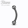 Piercing arcade banane 1,2 mm en titane anodisé noir blackline