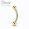 Piercing banane 1,2 mm en titane anodisé doré pour arcade