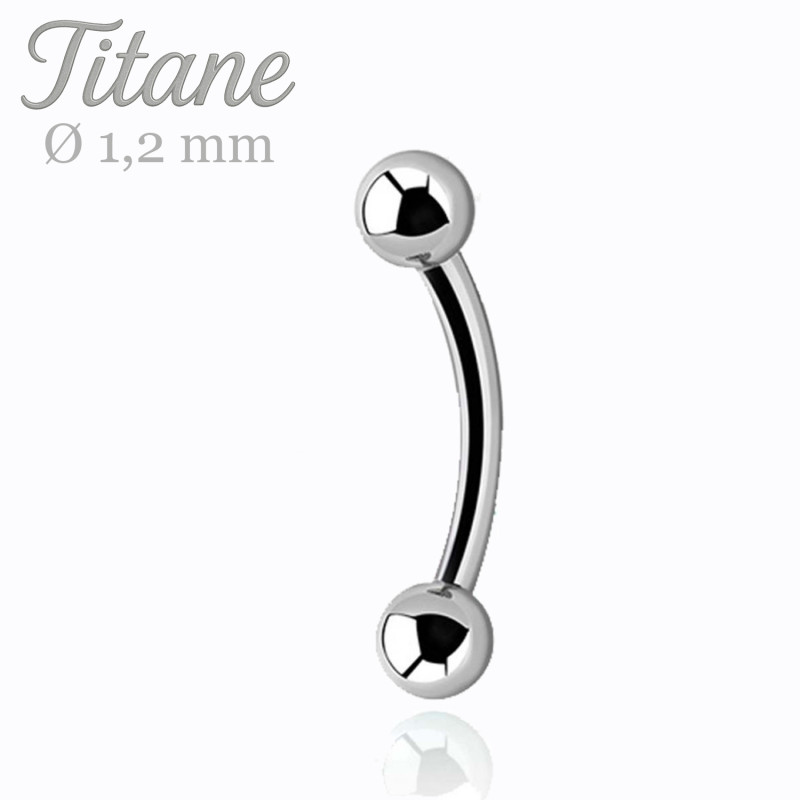 Piercing banane 1,2 mm en titane brut pour arcade