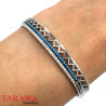 Bracelet jonc en Argent 925 strass turquoise et cristaux